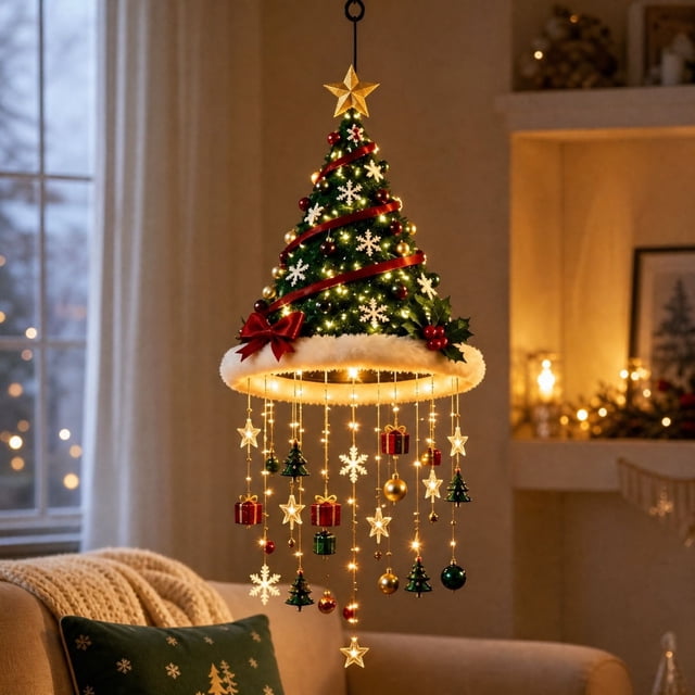 Hanging Christmas Tree LED Lights, Light up Christmas Porch Decor ...