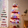 thumbnail image 1 of Hanging Christmas Tree with Lights, Wall Hanging Christmas Decoration, Tinsel Christmas Tree Wall Decor for Small Spaces, Apartment Indoor Holiday Decoration, 1 of 6