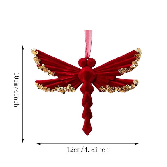 Hanging Christmas Tree Ornament, Wooden Dragonfly Pendant for Xmas Holiday Decoration