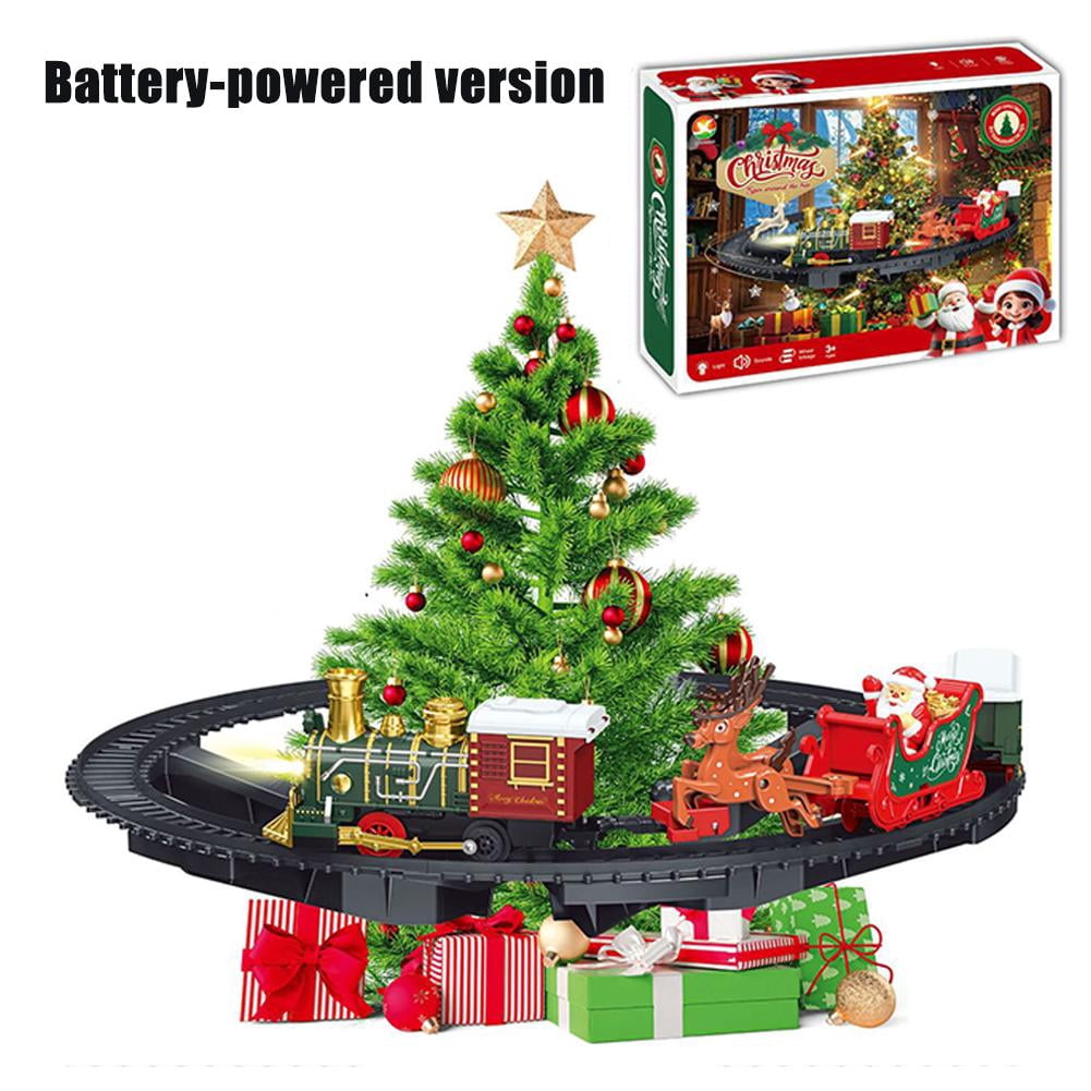 Hanging Christmas Tree Train Set, Tree-Trunk Clamp Mount Holds the ...