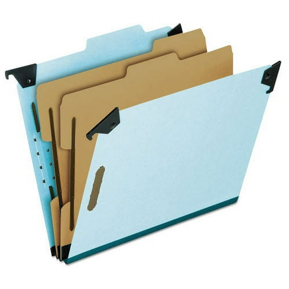 Hanging Classification Folders with Dividers, Letter Size, 2 Dividers, 2/5-Cut Exterior Tabs, Blue | Bundle of 10 Each