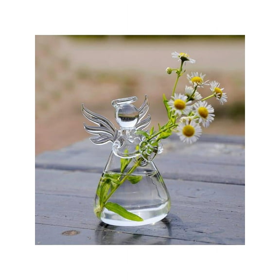 Hanging Clear Glass Vase Plants Planter Angel Shape Vase Desktop Flower Hydroponic Bottle Home Decor