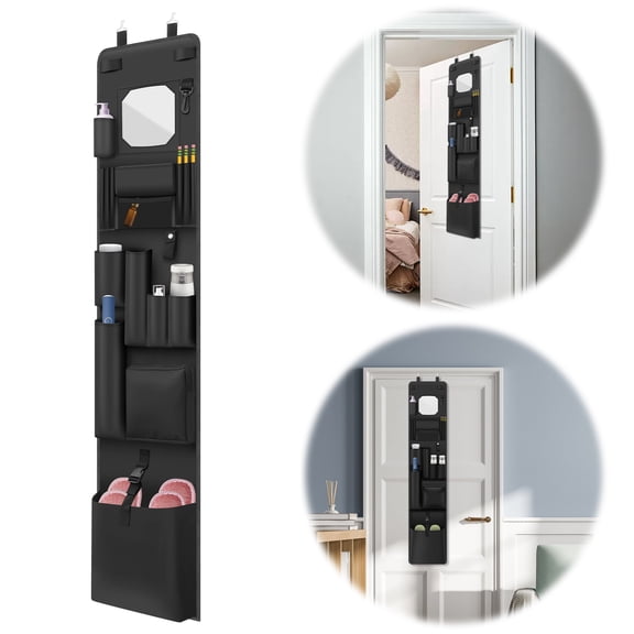 Hanging Closet 51.57x11.02 inch Police Style Door Organizer Locker Shelf Hanging Locker Organizer with Mirror Non Woven Fabric for Office Police