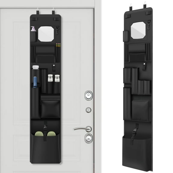 Hanging Closet 51.57x11.02 inch Police Style Door Organizer Locker Shelf Hanging Locker Organizer with Mirror Non Woven Fabric for Office Police