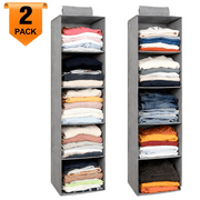 BAOKALER Hanging Closet Organizer, 2 Packs Closet Organizer and Storage, 5-Shelf Closet Hanging Storage Shelves, Closet Organization for Bedroom, Nursery, Diapers, Grey