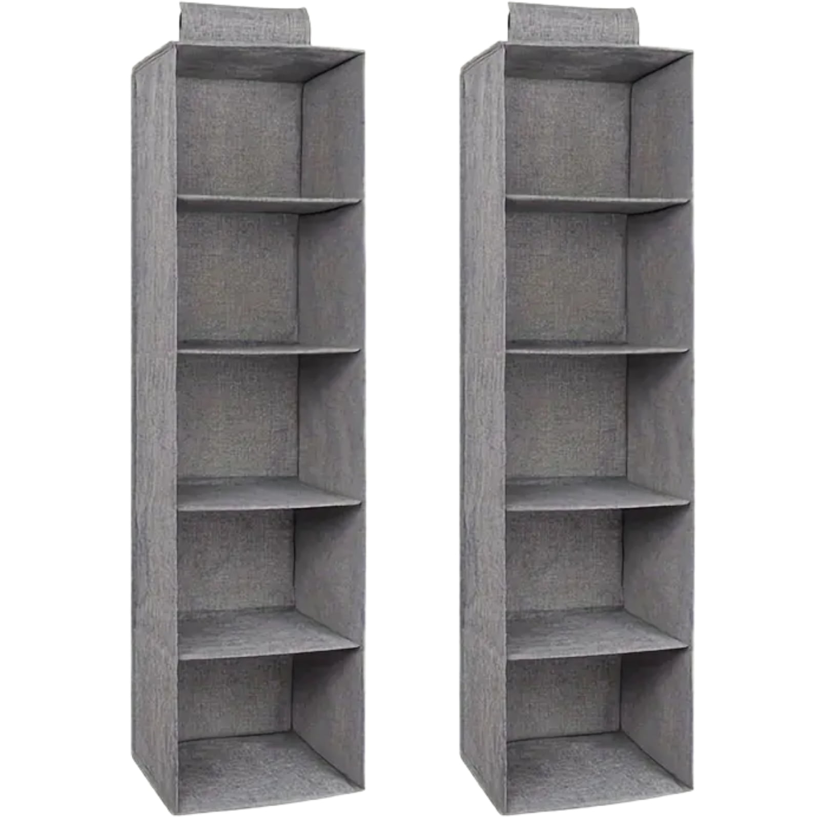 Hanging Closet Organizer, 2 Packs Closet Organizer and Storage, 5-Shelf Closet Hanging Storage Shelves, Closet Organization for Bedroom, Nursery, Diapers, Grey