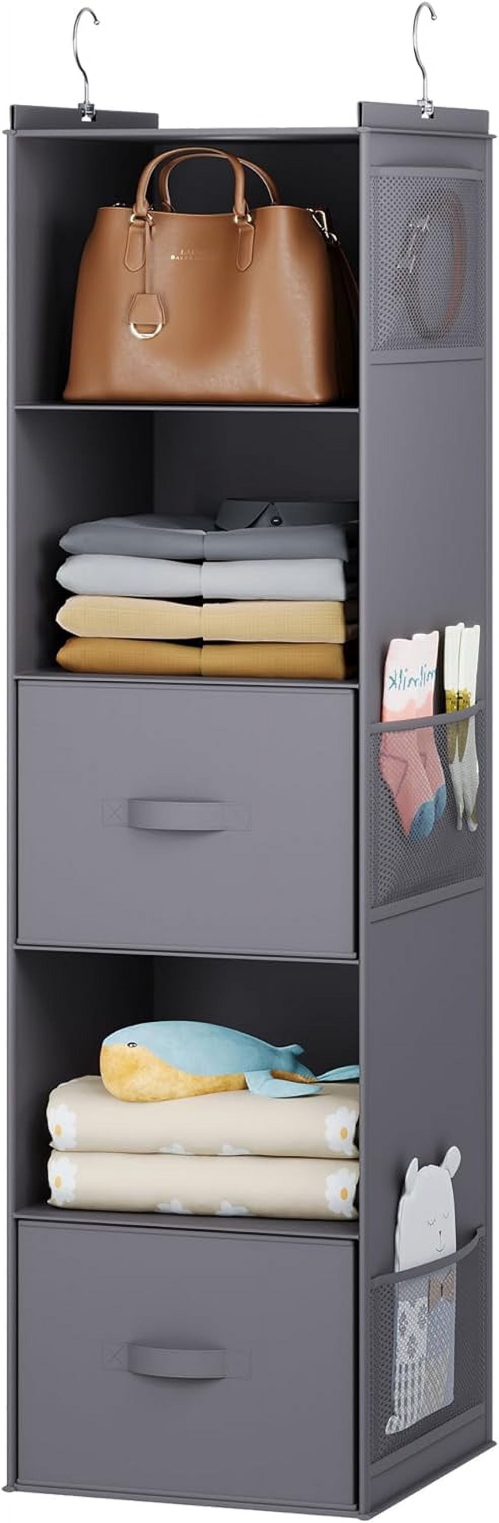 Hanging Closet Organizer, 5 Tier Hanging Closet Shelves with 6 Side ...
