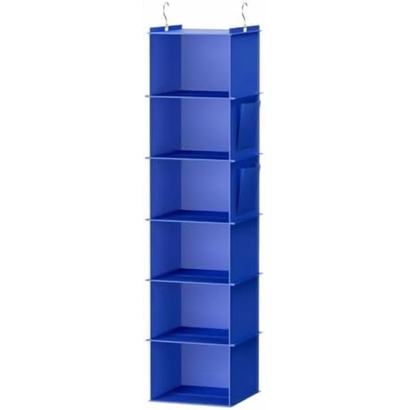 Hanging Closet Organizer, 6-Shelf Closet Hanging Storage Shelves, Blue