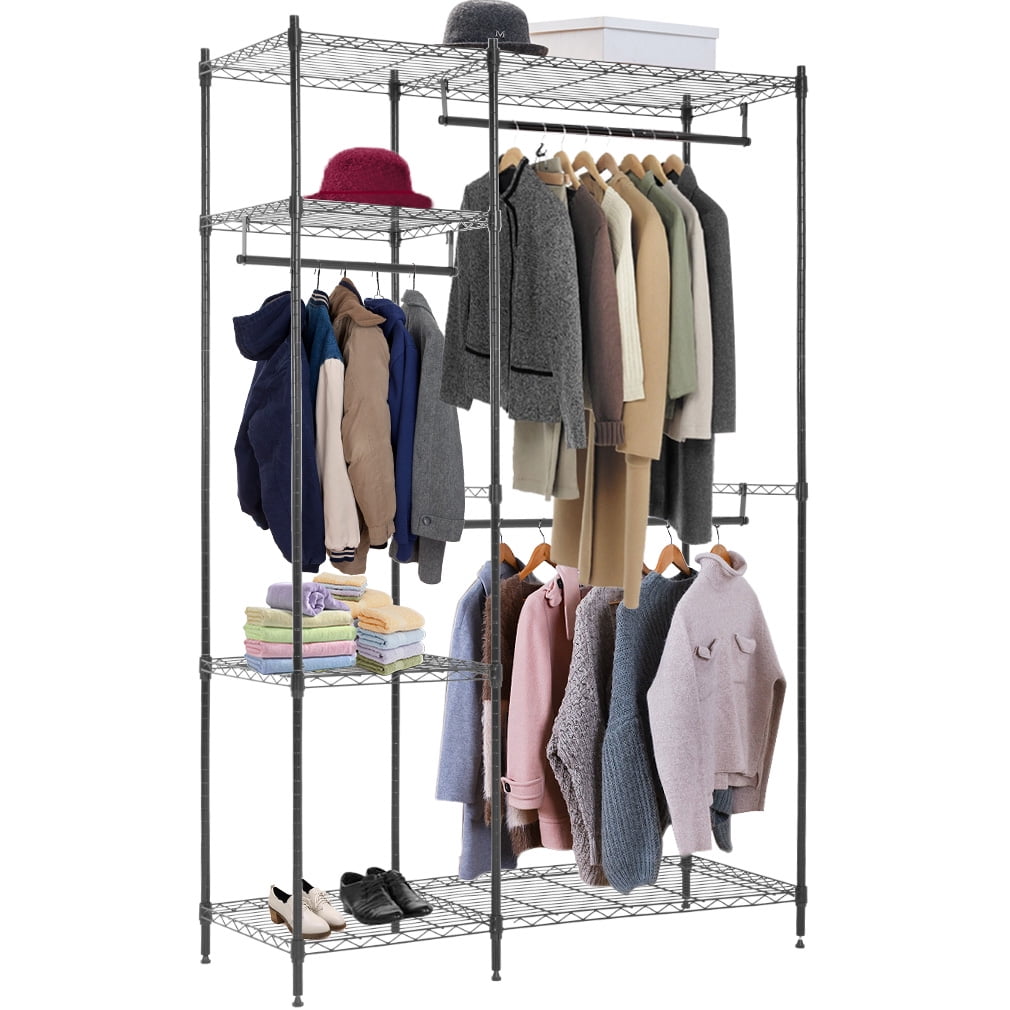 Raybee Clothes Rack Heavy Duty Clothing Rack Load 830Lbs Clothing Racks for  Hanging Clothes Metal Garment Rack Portable Clothes Rack Heavy Duty