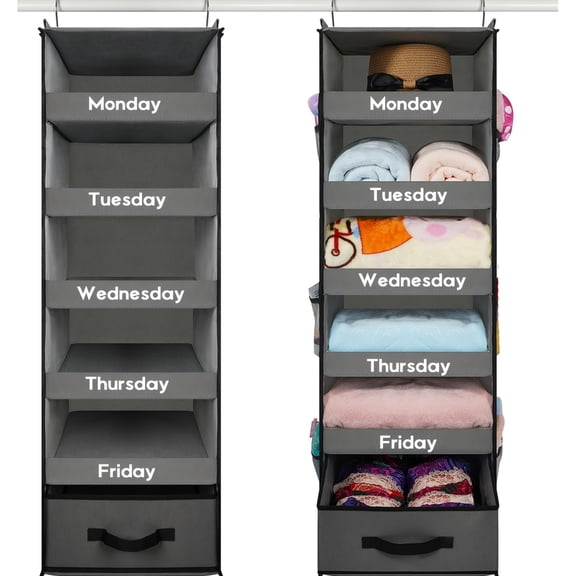 Hanging Closet Organizer, Collapsible Hanging Closet Shelves, Hanging Purse Handbag Organizer for Closet & RV, 42.5" H X 12.2" W X 13.6" D, Shelf Baskets