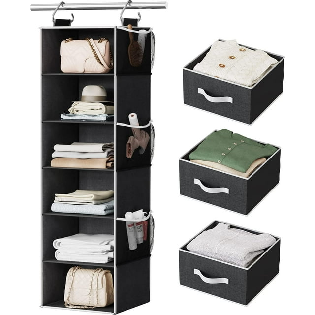 Hanging Closet Organizer and Storage, 6 Shelf Hanging Drawer for Closet