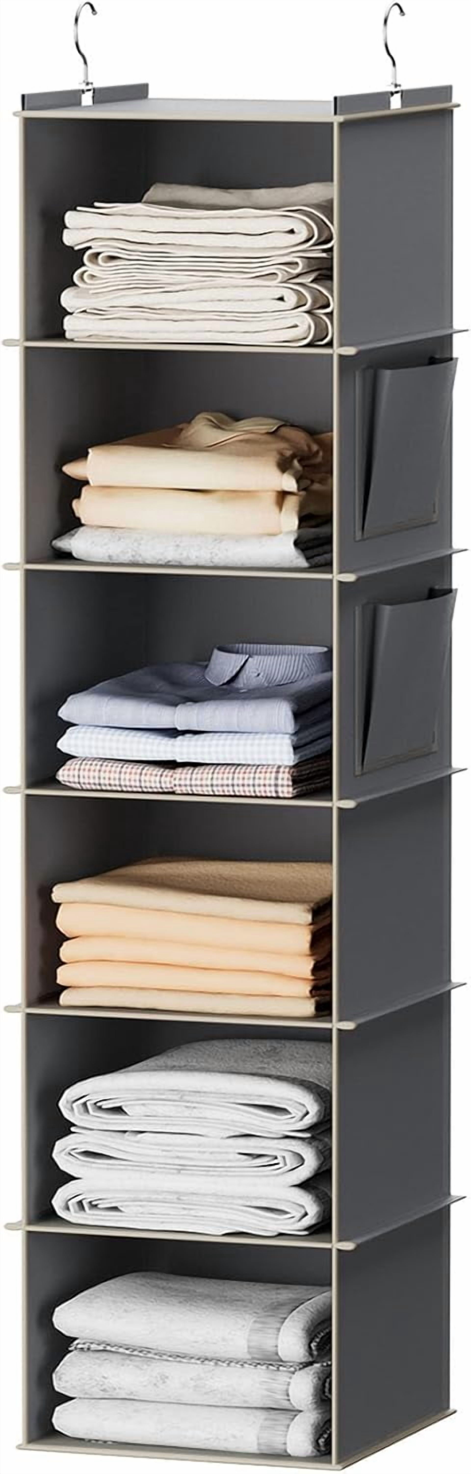 Hanging Closet Organizer and Storage, 6-Shelf Closet Hanging Storage ...