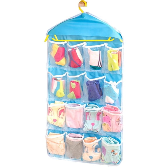 Hanging Closet Organizer with 16 Clear Pockets, Foldable Wardrobe ...