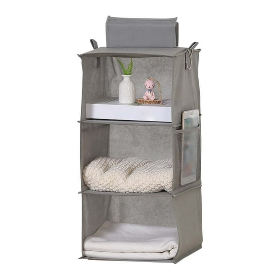 Hanging Closet Organizer with Hook & Loops, Collapsible Storage Shelves for Sweaters, Socks, Pants & Shoes – Space-Saving Design for Any Closet