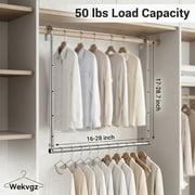 Closet Extender Hanging Rod, Adjustable Height & Length, 50 lbs Heavy Duty Stainless Steel Double Closet Organizer, No Drill, Silver by Wekvgz