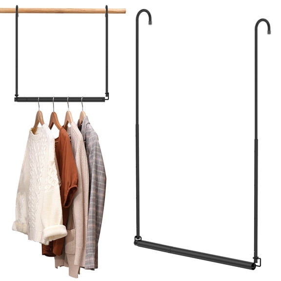 Tier Adjustable Closet Rod, No-Drill Extendable Hanging Bar for Wardrobe, Heavy Duty Stainless Steel Closet Organizer for Kids and Adults, 16-28 Inch