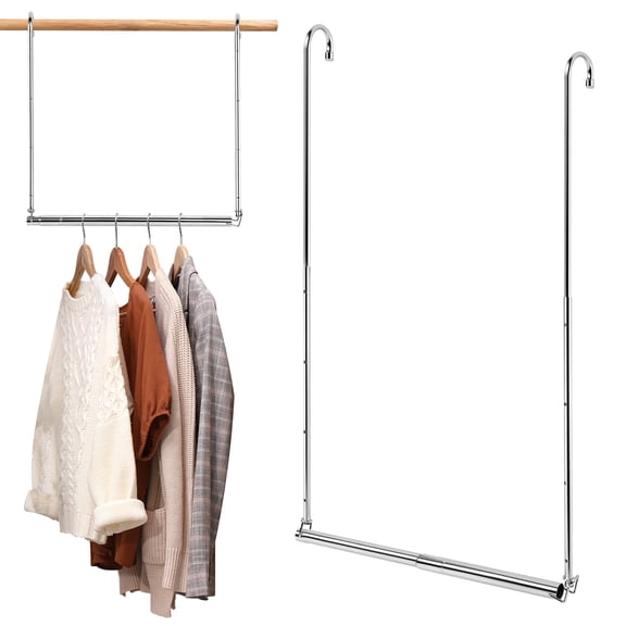 Tier Adjustable Closet Rod, No-Drill Extendable Hanging Bar for Wardrobe, Heavy Duty Stainless Steel Closet Organizer for Kids and Adults, 16-28 Inch