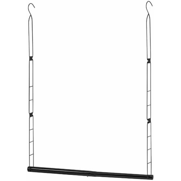 Hanging Closet Rod, Adjustable Width and Height Closet Hanging Organizer, Space-Saving Clothes Hanging Bar, Closet Extender Hanging Rod Double Closet Hanging Rod, 1 Pack Black