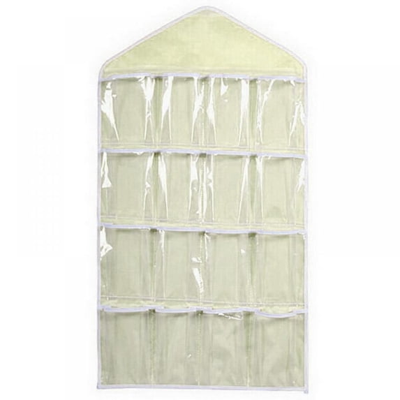Hanging Closet Underwear Sock Storage Over The Door Jewelry Organizer Clear Pockets - 16 Pocket