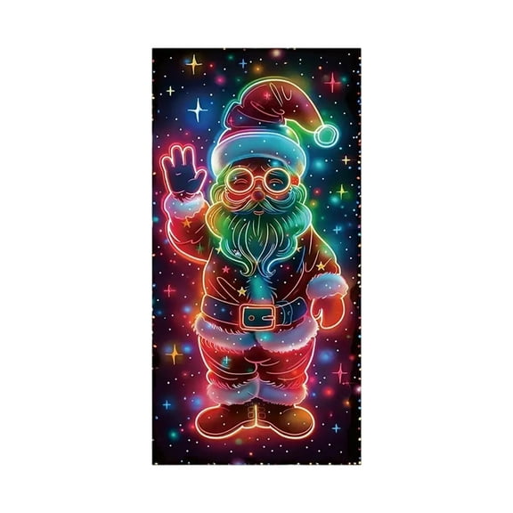 Hanging Cloth Banner For Christmas, Uv Fluorescent Door Cover Background, Ideal For Holiday Party Or Home Decoration With Santa Claus Patterns