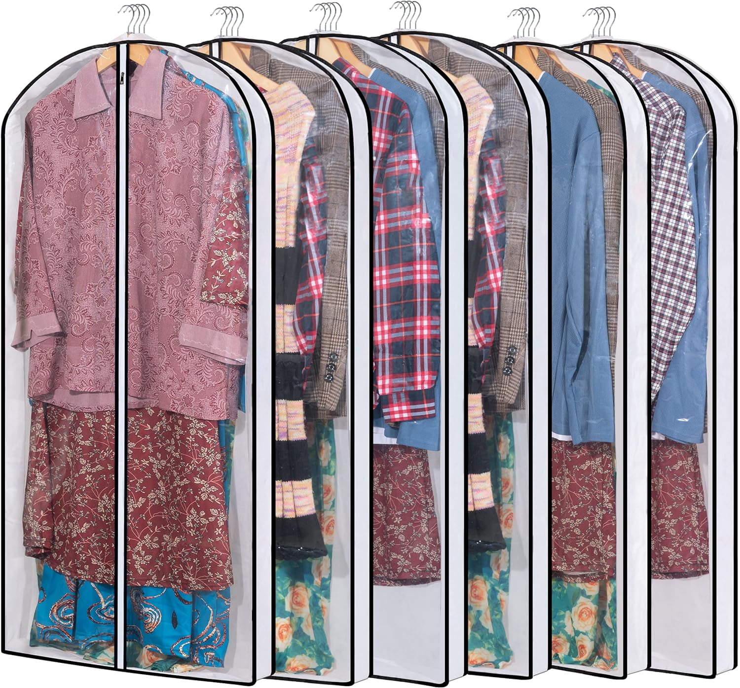 50 Clear Garment Bags With 4" Gussets – Extra Wide Clothes Protectors For Travel, Closet Storage, Coats, Suits, 5 Packs