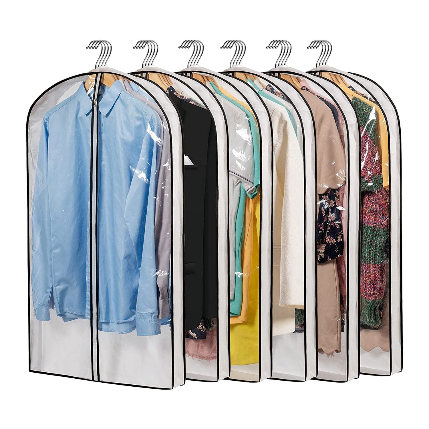 Hanging Clothes Bag with 4 inch Gusseted Garment Bag (Set of 6) for Suit Bag for Closet Garment
