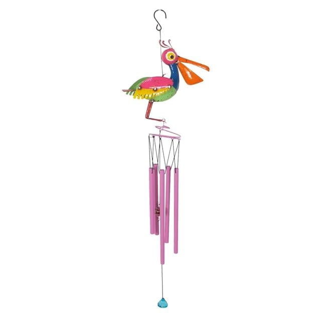 Hanging Colorful Enameled Beak Pelican Wind Chime - Orange