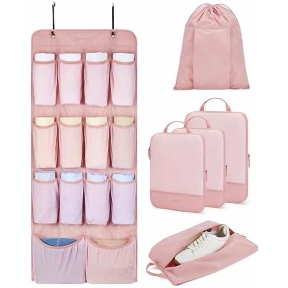 Hanging Compression Packing Cubes, 6 Set Large Suitcase Organizer Bags Set, Cruise Travel Essentials for Women