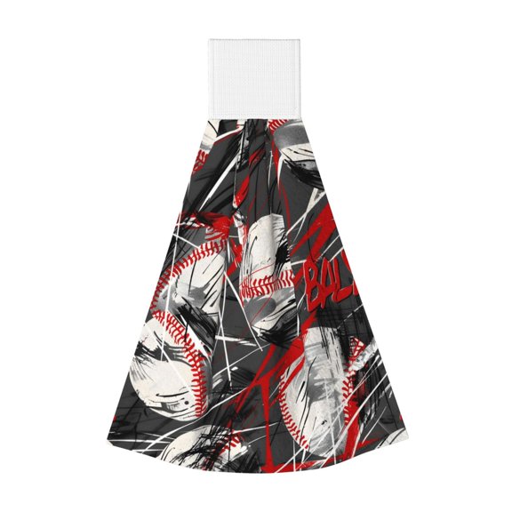 Hanging Coral Fiber Hand Towel Soft Absorbent Hook And Loop Strap For Kitchen Bathroom Office Camping Bbq Car 1 Pc Baseball Theme Urban Street Sport Style