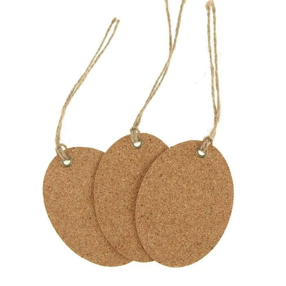 Hanging Cork Tags, Oval, 3-1/2-inch, 3-Piece