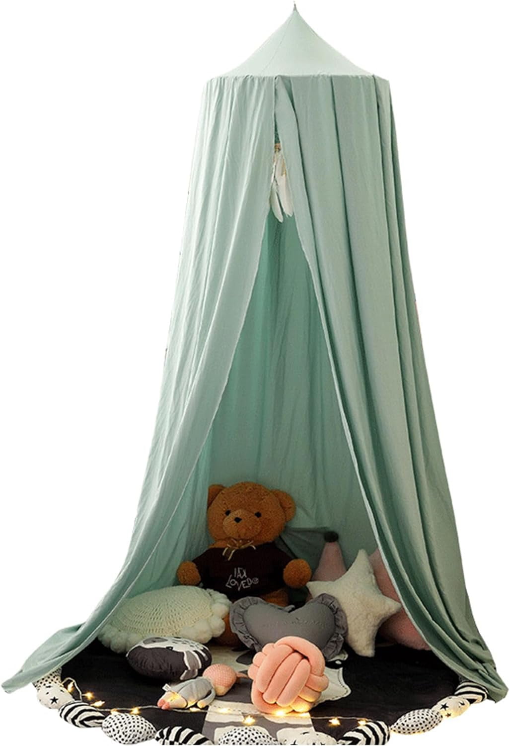 Hanging Crib Bed Canopy:Dome Crib Canopy for Girls Nursery,Decor Canopy for Baby Girls Boys,Kids Bed Canopy for Reading Playing Sleeping,Green