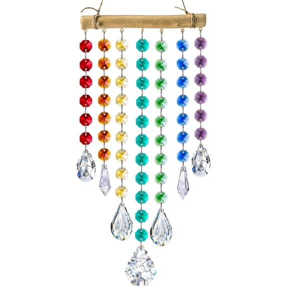 Hanging Crystal Prism Suncatcher Window Garden Decoration Ornament Rainbow Glass Beads Chain Pendant Crystal Wind Chimes