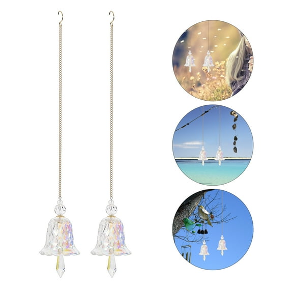 Hanging Crystal Sun Catcher, 2Pcs Crystal Suncatchers Window Hanging Sun Catchers Prisms Pendant Bell Shaped Wind Chime Sun Catcher