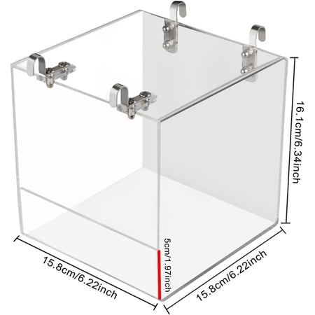 Hanging Cube Bird Bath for Small Birds - Transparent Acrylic with Stainless Steel Hooks