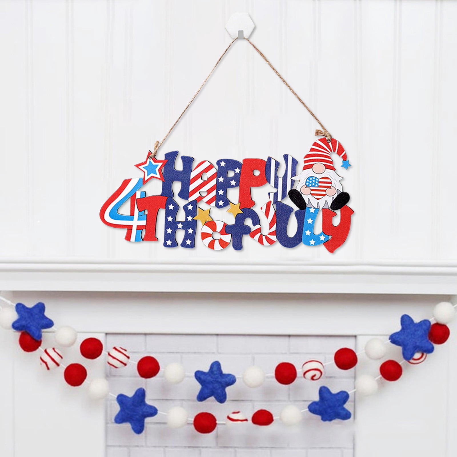 Hanging Decorations Day Independence Home Decor Wall Crafts Wooden