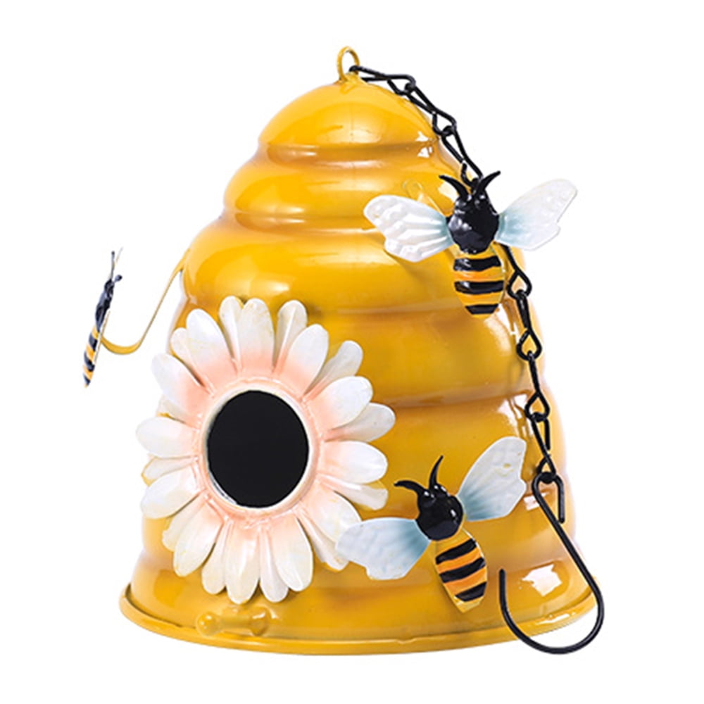 Hanging Decorative Bird House Metal Bee Shaped Bird Nest Iron Craft