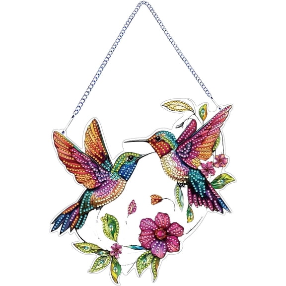 Hanging Diamond Art Kits for Adults Pendant Bird - Hummingbird Diamond Art Suncatcher,Window Pendant Ornament Suitable for Sparkling Garden(1pc - L)