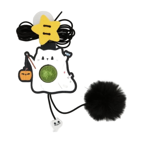 Hanging Door Cat Toy with Elastic String and Catnip, Halloween Themed Teaser for Swatting and Bouncing, Self-Play Exercise Accessory for Indoor Cats B