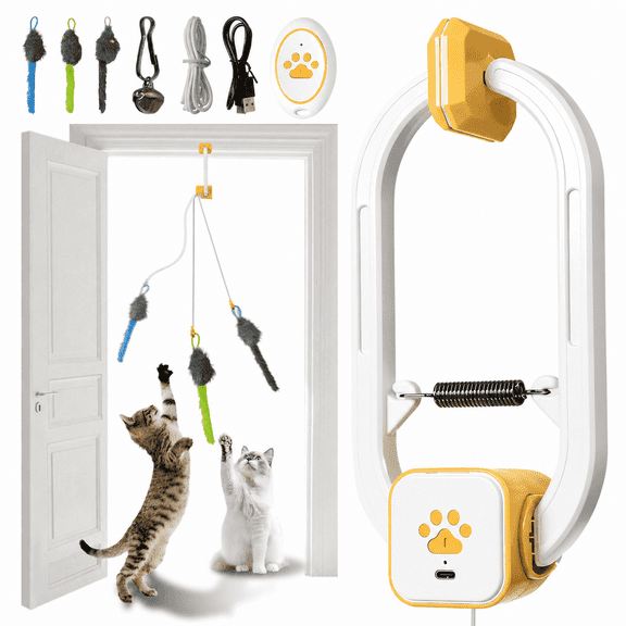 Hanging Door Cat Toy, Interactive Cat Toys for Indoor Cats, , 2 Motion Modes, 360 Spin & Irregular Jumping, Smart Auto Cat Toy for Exercise & Fun