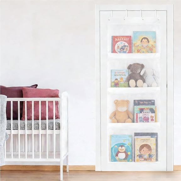 Hanging Over Door Organizer, Large Mesh Net Pocket Storage for Bedroom Closet, Behind Door Toy Organizer with Hooks for Nursery Dorm Entryway, Space-Saving Solution for Clothes Plushies Accessories