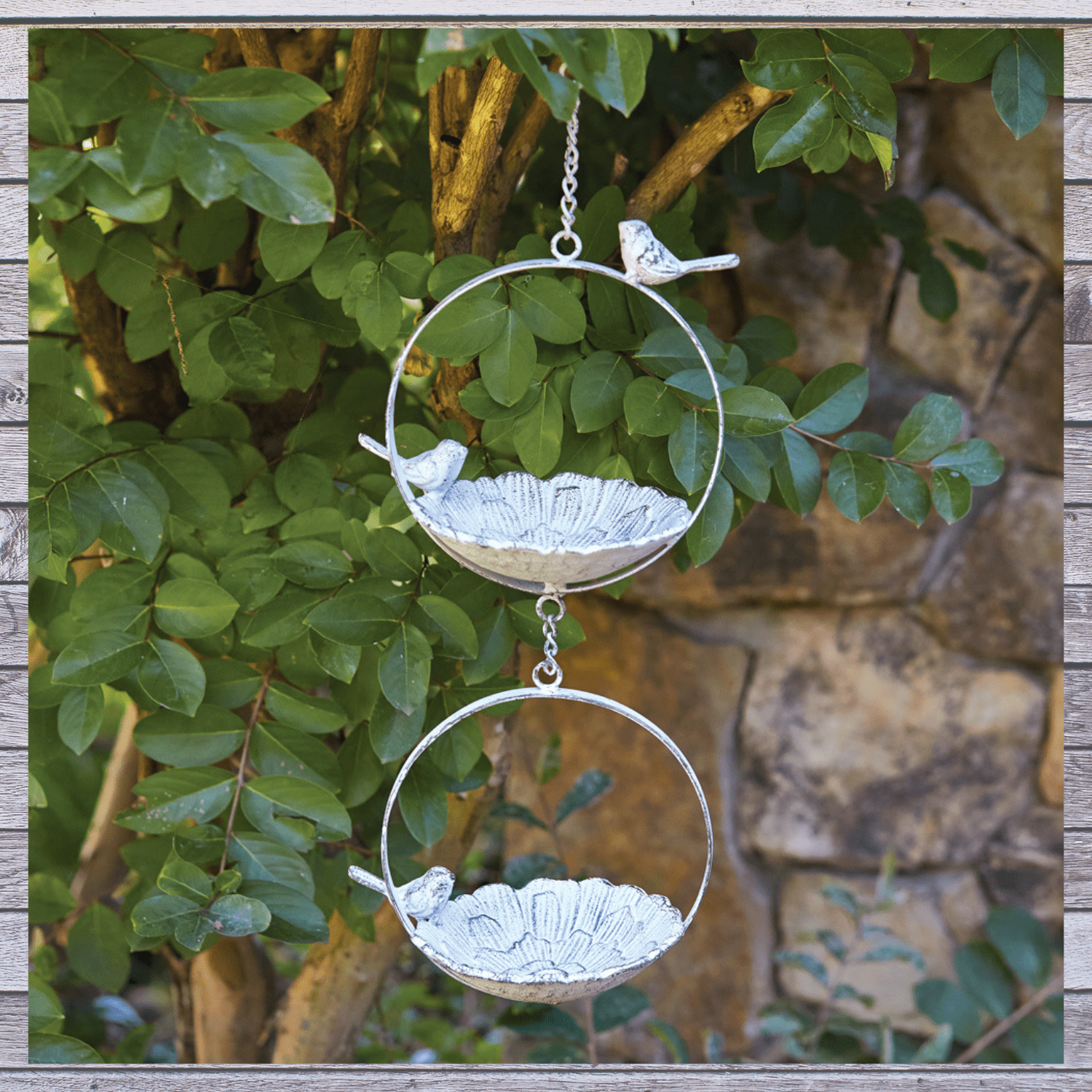 Hanging Double Bird Feeder - Outdoor Hanging Hook Bird Feeder Pole Garden Decor
