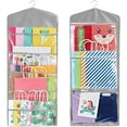 thumbnail image 1 of Hanging Double Sided Gift Bag Storage Organizer with Multiple Front and Back Pockets - Organize Your Gift Wrap, Tissue Paper, and Paper Bags 38 x 16 Inch PVC (Full Black), 1 of 7