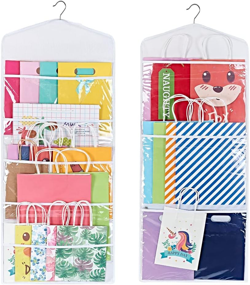 Hanging Double Sided Gift Bag Storage Organizer SpaceSaving Design
