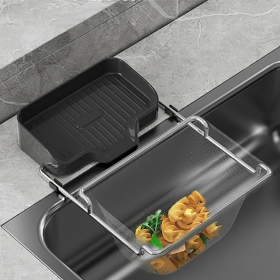 Hanging Drain Basket Stainless Steel Corner Sink Strainer Basket Holder with 51 Pcs Filter Mesh Strainer Kitchen Sink Food Catcher for Kitchen LeftoverDrainer Sink Filter Rack