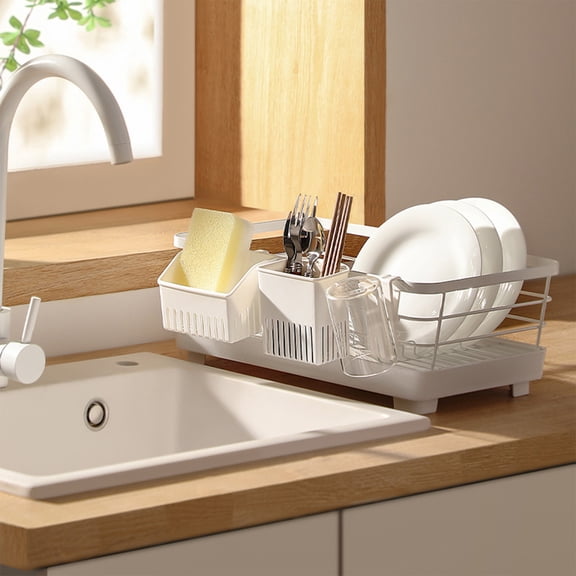 Hanging Drainage Storage Basket Set, Plastic Hanging Organizer Bins for Kitchen Sink and Bathroom, Space-Saving Self-Draining Rack for Sponges, Scrubbers and Toiletries, Easy to Install and Clean, A
