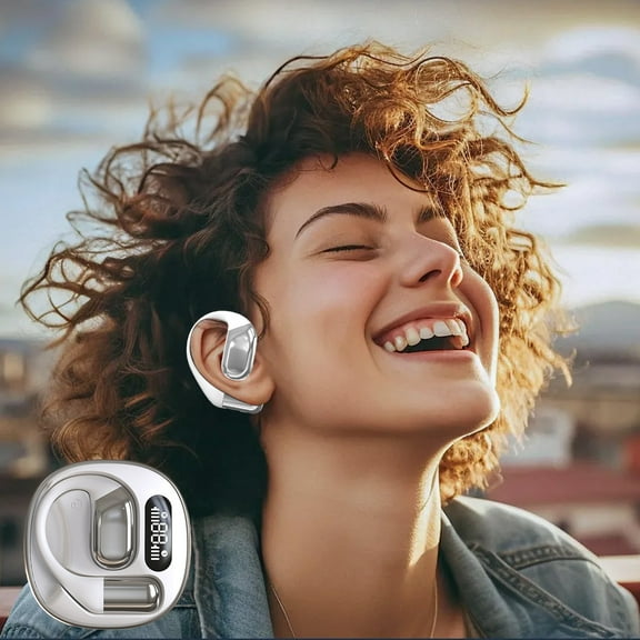 Hanging Ear Bluetooth 5.4 Earphones, Low Latency, High Definition Surround Sound, High Battery, Type-C Fast Charging, Suitable for All Bluetooth Devices – Black/Beige/Gray