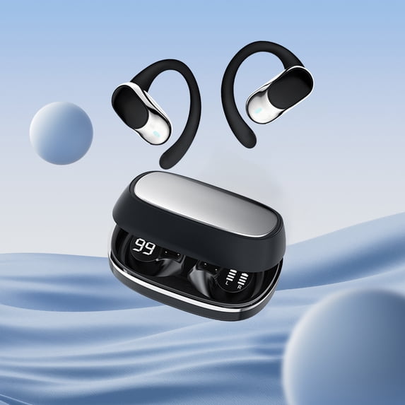 Hanging Ear Bluetooth 5.4 Headphones, Low Latency, Large Battery, Type-C Fast Charging, True Wireless, Sports Earphones – Black/Blue/Beige