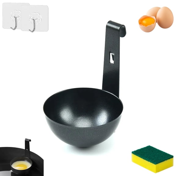 Hanging Ear Poached Egg Molds, Non-stick Stainless Steel Egg Poacher Cups with Hanging Hook, Space Saving and Easy Storage, For Perfect Boiled Eggs Every Morning Noodle Ramen