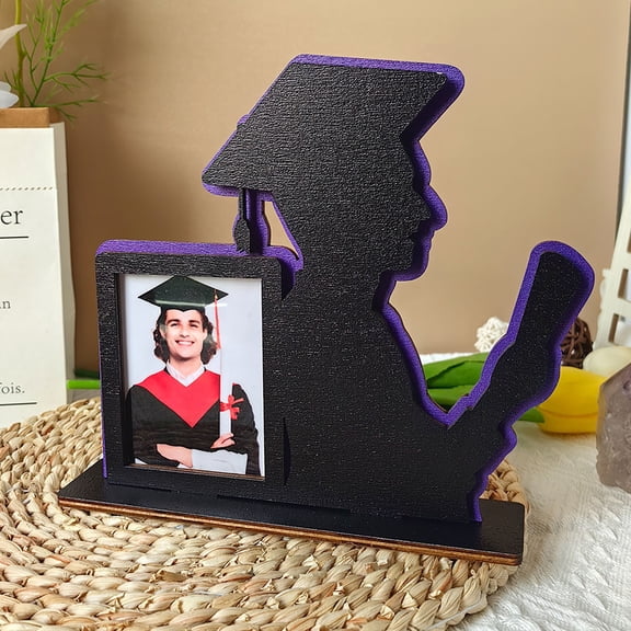 Hanging Easter Decorations For The Home 2024 Graduation Season Photo Frame Setup Wooden Combination Boy Photo Stand Desktop Ornament,Purple Graduation Desktop Ornament