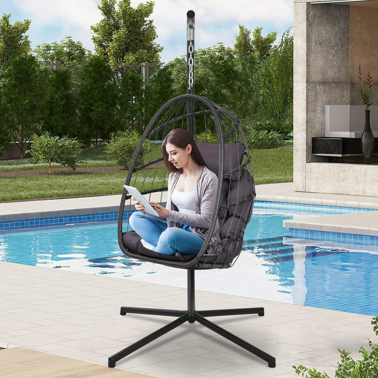 Sika-Design Hanging Egg chair, dark grey seat cushion